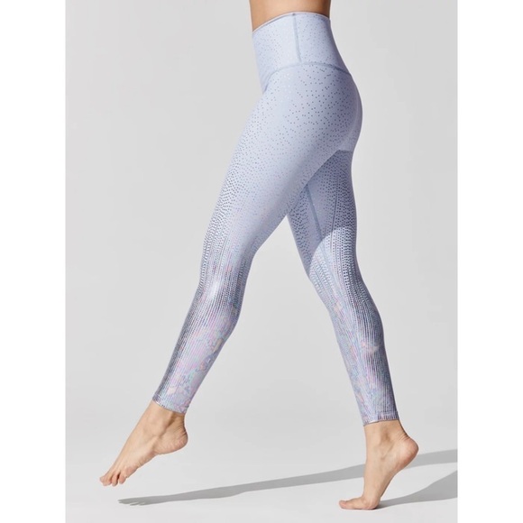 Beyond Yoga Pants - BEYOND YOGA Drip Dot Alloy Ombré Iridescent High-Waisted Leggings in Pale Blue